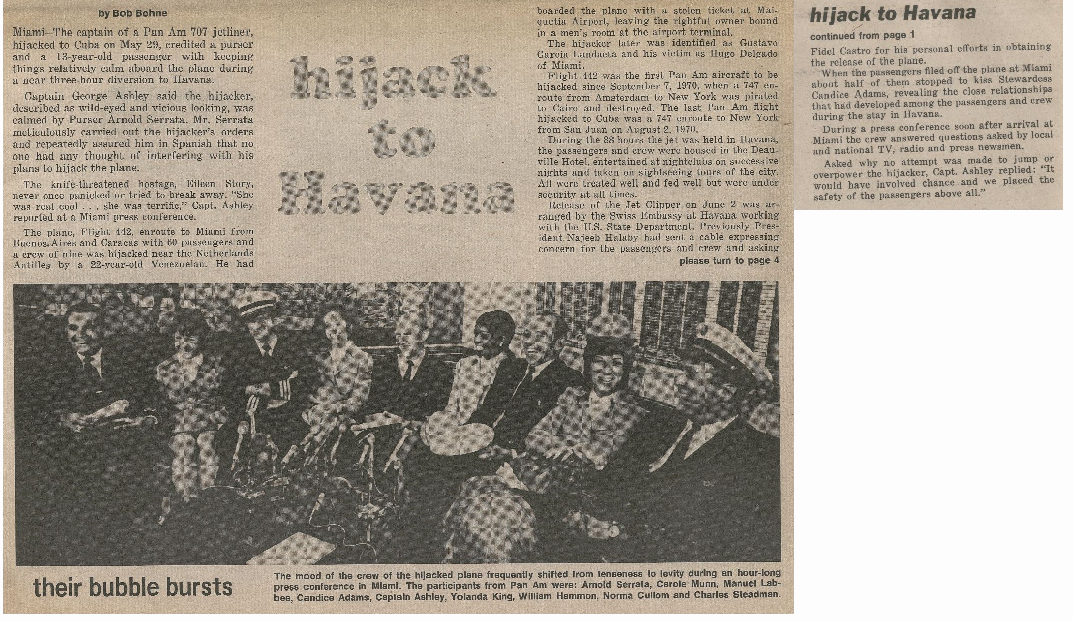 1971, June, Article on the Hijacking of a Pan Am flight to Havana.